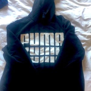 Boys 14 Puma Hoodie (Jet Black, Acrylic Puma Logo)
